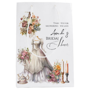 Whimsical Victorian Wedding Dress Bridal Shower Medium Gift Bag