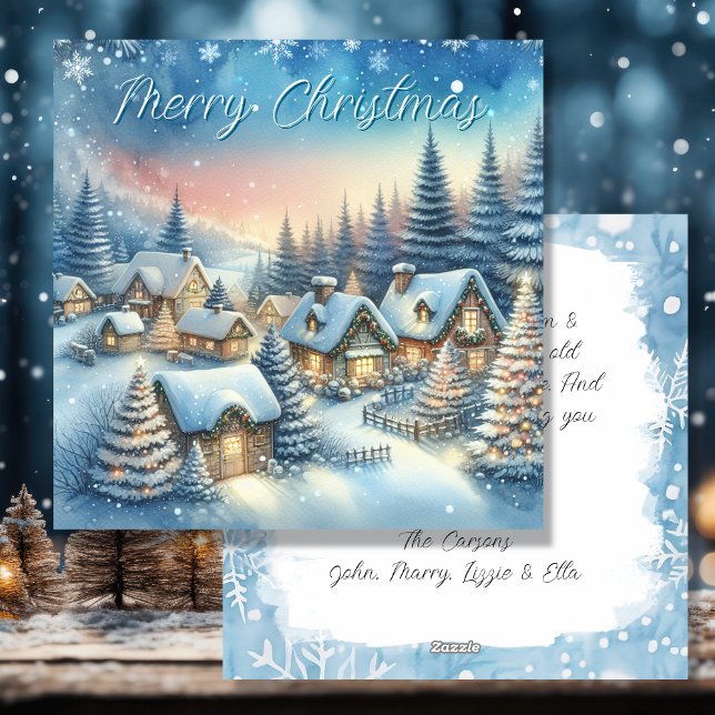 Whimsical Village Personalised Christmas Holiday Card (Creator Uploaded)