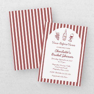Whimsical Vino Before Vows Burgundy Bridal Shower Invitation