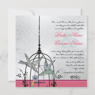 Whimsical Vintage Bird Cage Wedding Invitations