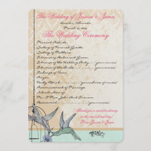 Whimsical Vintage Bird Cage Wedding Program Programme