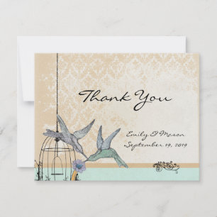 Whimsical Vintage Bird Cage Wedding Reception Card