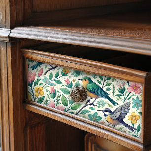 Whimsical Vintage Birds and Floral Pattern Tissue Paper