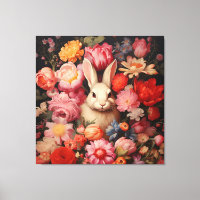 Whimsical Vintage Bunny Spring Blooms