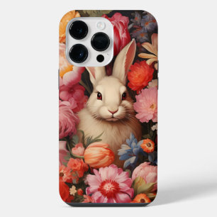 Whimsical Vintage Bunny Spring Blooms iPhone 14 Pro Max Case