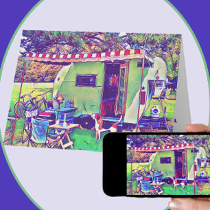 Whimsical Vintage Camper Trailer Happy Retirement  Card