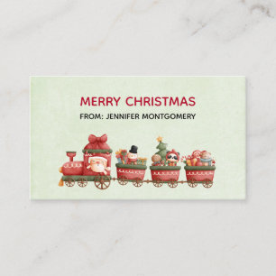 Whimsical Vintage Christmas Train with Toys Business Card