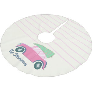 Whimsical Vintage Christmas Tree Car Personalised Brushed Polyester Tree Skirt