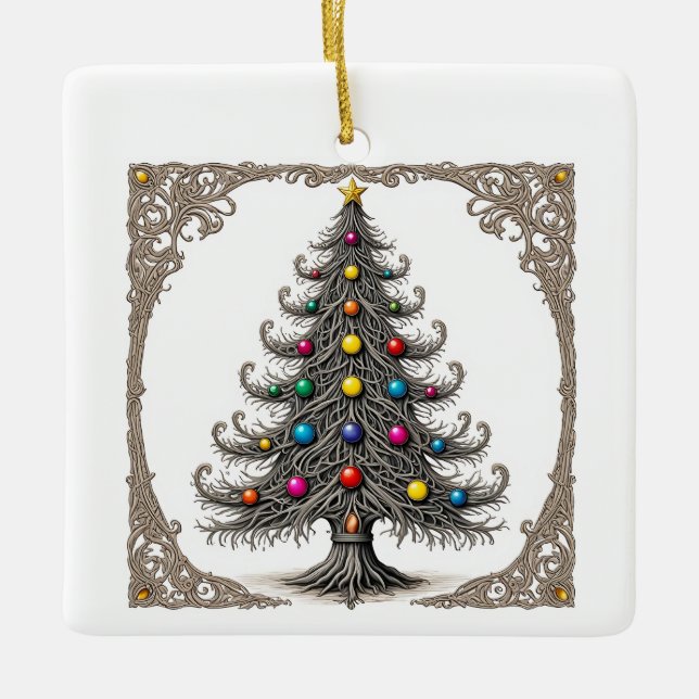 Whimsical Vintage Christmas Tree Ornament – Intric (Front)