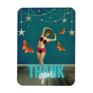 Whimsical Vintage Dancer Altered Art Thank You Magnet