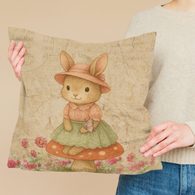Whimsical Vintage Easter Bunny Pillow (Creator Uploaded)