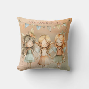 Whimsical Vintage Fairies Girl Birthday Party Gift Cushion