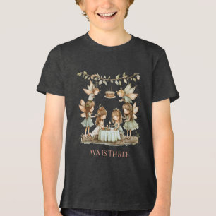 Whimsical Vintage Fairies Girl Birthday Party Tri-Blend Shirt