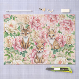 Whimsical Vintage Floral & Animals Decoupage Tissue Paper