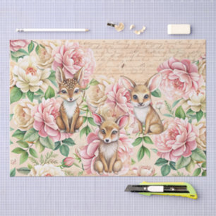 Whimsical Vintage Floral & Animals Decoupage Tissue Paper