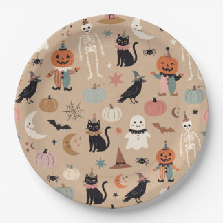 Whimsical Vintage Halloween Party Paper Plate