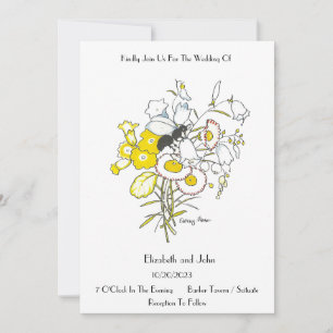 Whimsical Vintage Illustration Wedding Invitation