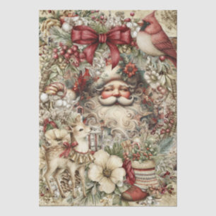 Whimsical Vintage Inspired Christmas Collage Tissue Paper