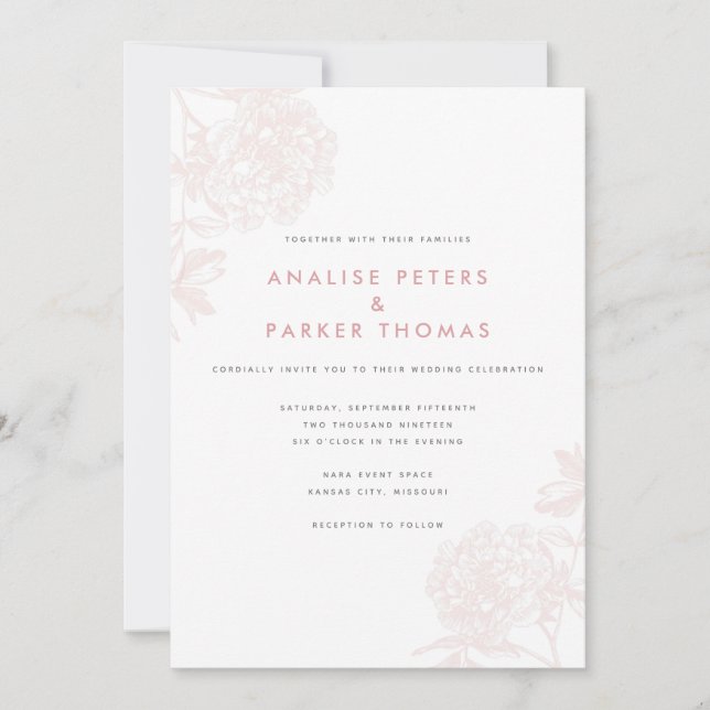 Whimsical Vintage Pink Botanical Invitation (Front)