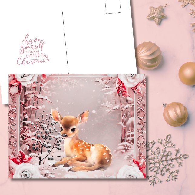 Whimsical Vintage Pink Deer Christmas Holiday (Creator Uploaded)