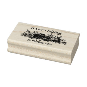 Whimsical Vintage Storybook Christmas Toys Rubber Stamp