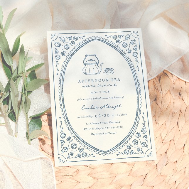 Whimsical Vintage Tea Party Bridal Shower Invitation (Creator Uploaded)