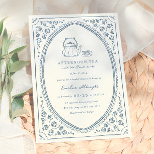 Whimsical Vintage Tea Party Bridal Shower Invitation
