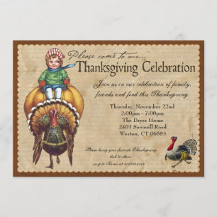 Whimsical Vintage Thanksgiving Invitation