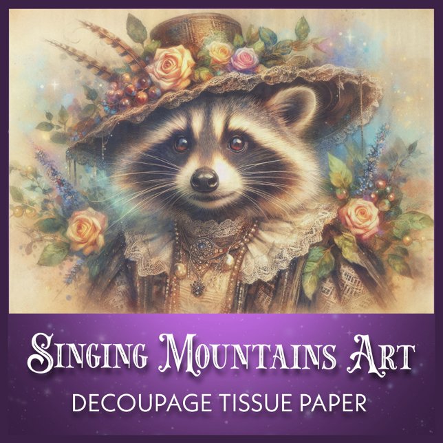 Whimsical Vintage Victorian Racoon Decoupage Tissue Paper (Creator Uploaded)