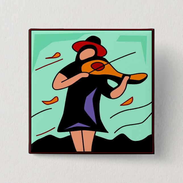 Whimsical Violin Music Button (Front)