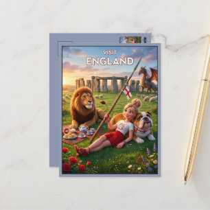 Whimsical Visit England Postcard