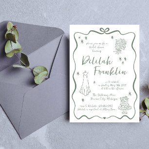 Whimsical Vows   Hand Drawn Doodle   Bridal Shower Invitation