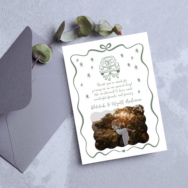 Whimsical Vows | Hand Drawn Doodle |  Thank You Card (Creator Uploaded)