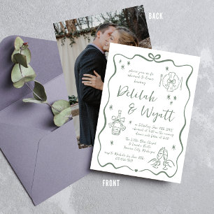 Whimsical Vows   Hand Drawn Doodles   Rehearsal Invitation