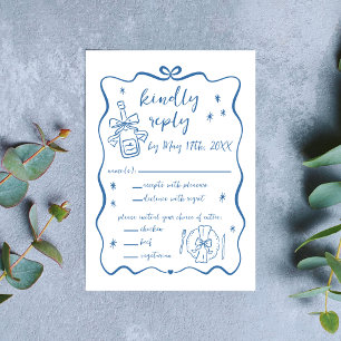 Whimsical Vows   Hand Drawn Doodles   Wedding RSVP Card