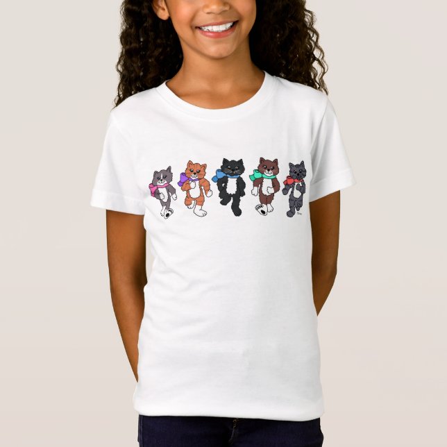 Whimsical Walking Cats  T-Shirt (Front)