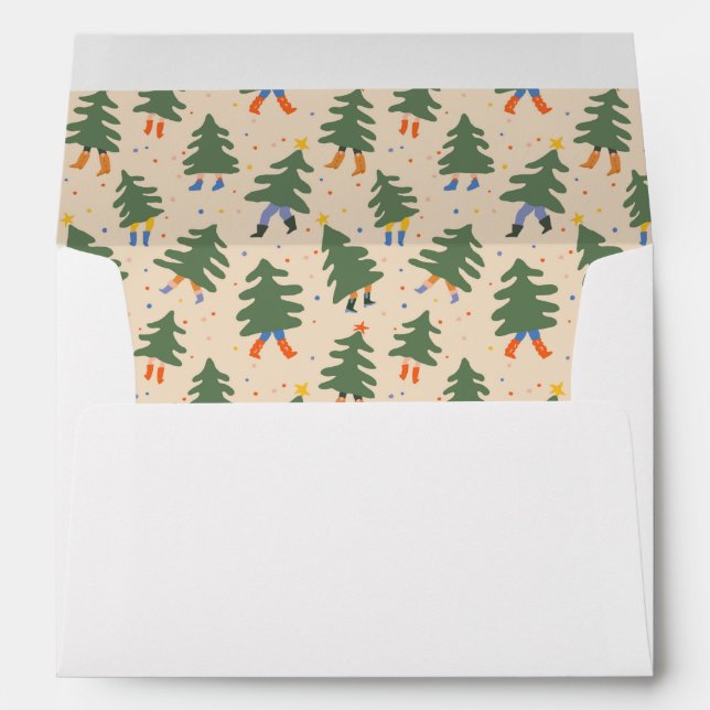 Whimsical Walking Christmas Trees Pattern Envelope (Back (Bottom))