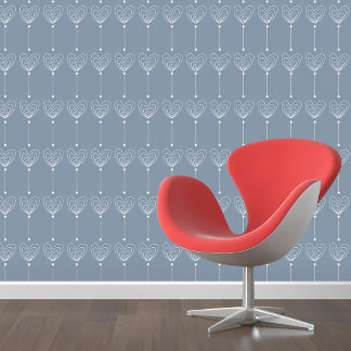 Whimsical Walls: White Doodle Hearts Peel & Stick Wallpaper