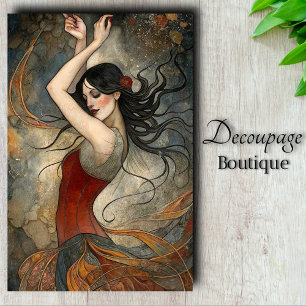 Whimsical Waltz Art Nouveau Dream in Rust & Silver Tissue Paper