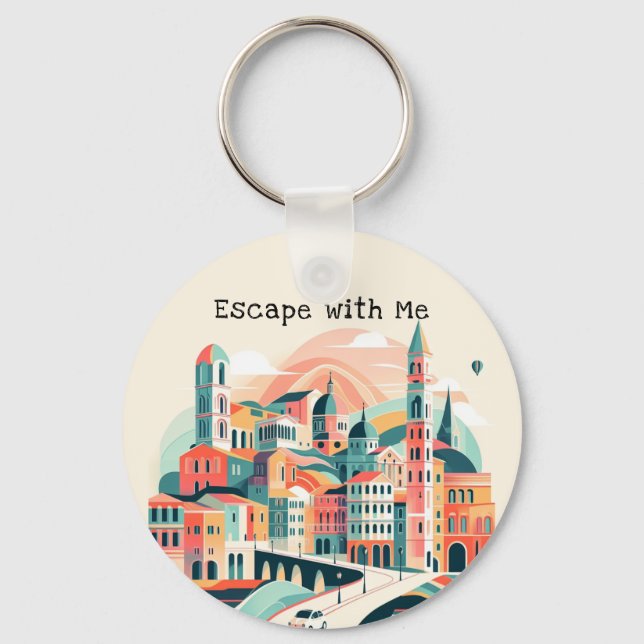 Whimsical Wanderlust Dreamscape Adventurer Key Ring (Front)