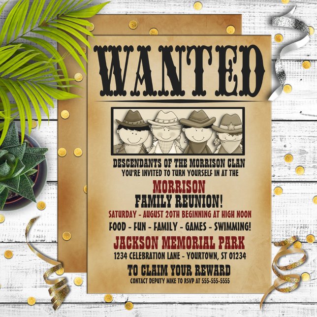 Whimsical Wanted Poster Family Reunion Invitation (Creator Uploaded)