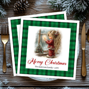 Whimsical Warm Gathering Christmas Scene Napkins