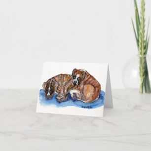 whimsical watercolor 2 boxer dogs + sweet message  thank you card