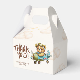 Whimsical Watercolor Aeroplane Teddy Bear Favour Box