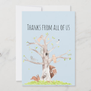 Whimsical Watercolor Animals Thank You Card