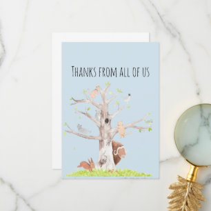Whimsical Watercolor Animals Thank You Card