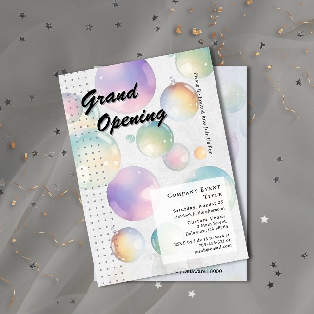 Whimsical Watercolor Aura Bubble Grand Opening Invitation (Whimsical Watercolor Aura Bubble Grand Opening Invitation)
