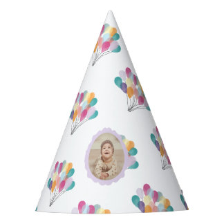 Whimsical Watercolor Balloons | Custom Photo Party Hat