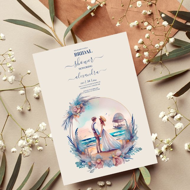 Whimsical Watercolor Beach Destination Wedding Invitation (Creator Uploaded)