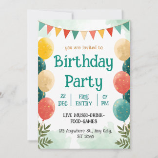 Whimsical Watercolor Birthday Celebration Invitati Invitation